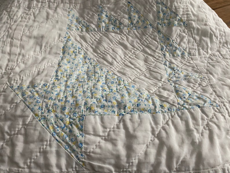 Antique Basket Quilt Vintage Hand Made Quilt White With Etsy