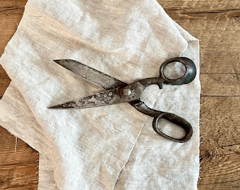 Antique workers' Michelin Co. scissors for cutting rubber, tailor scissors, glove maker scissors for cutting leather, circa 1930s