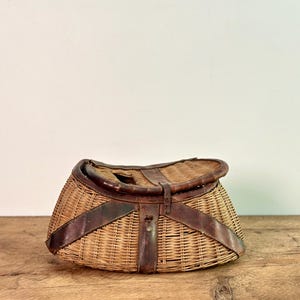 Panier artisanal ancien Beige Bois