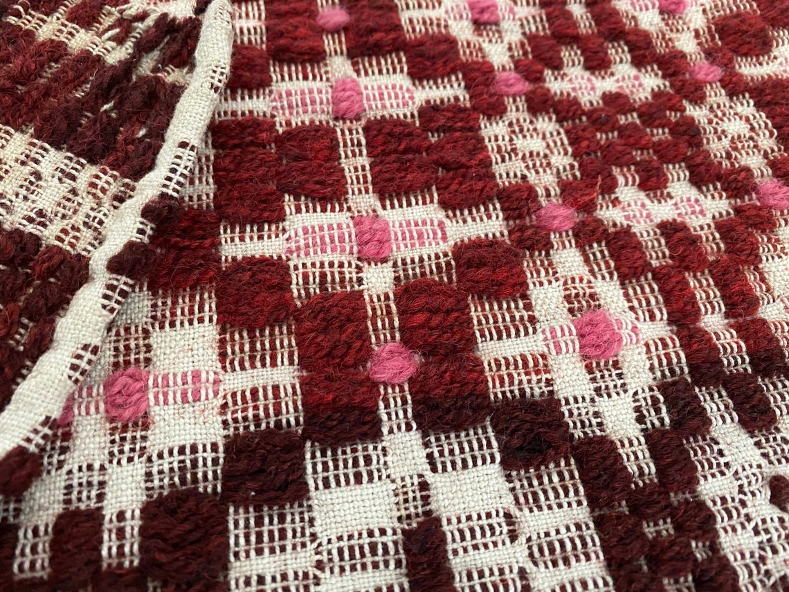 Antique handwoven overshot coverlet or blanket from Quebec Etsy