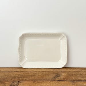 Antique white rectangular platter, serving plate, Royal Semi-Porcelain, John Maddock & Son, Made in England, early 1900s
