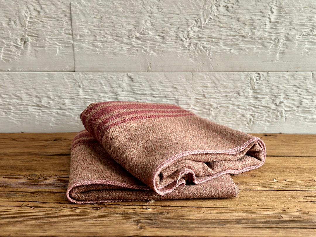 Vintage Handwoven Wool Blanket or Throw Dusty Rose Wool Etsy