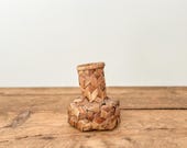 Vintage hand-made Native Canadian woven vase, Indigenous split ash basketry, from Québec, Canada, circa 1950s