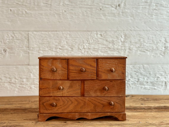 Antique/vintage hand-made miniature wood dresser,… - image 1