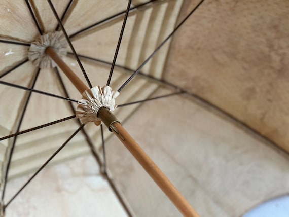 Antique Victorian linen parasol, or umbrella, wit… - image 3