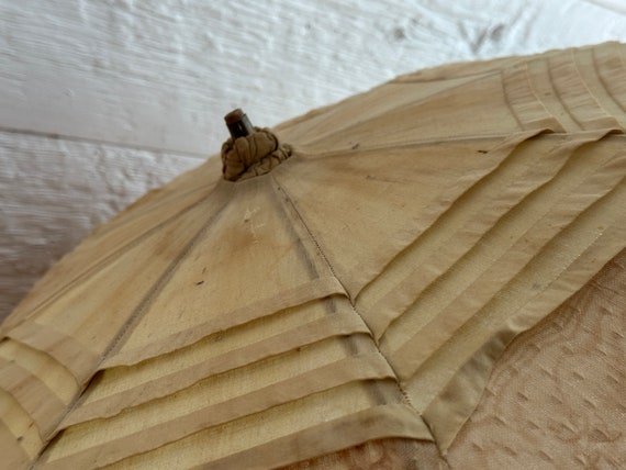 Antique Victorian linen parasol, or umbrella, wit… - image 5