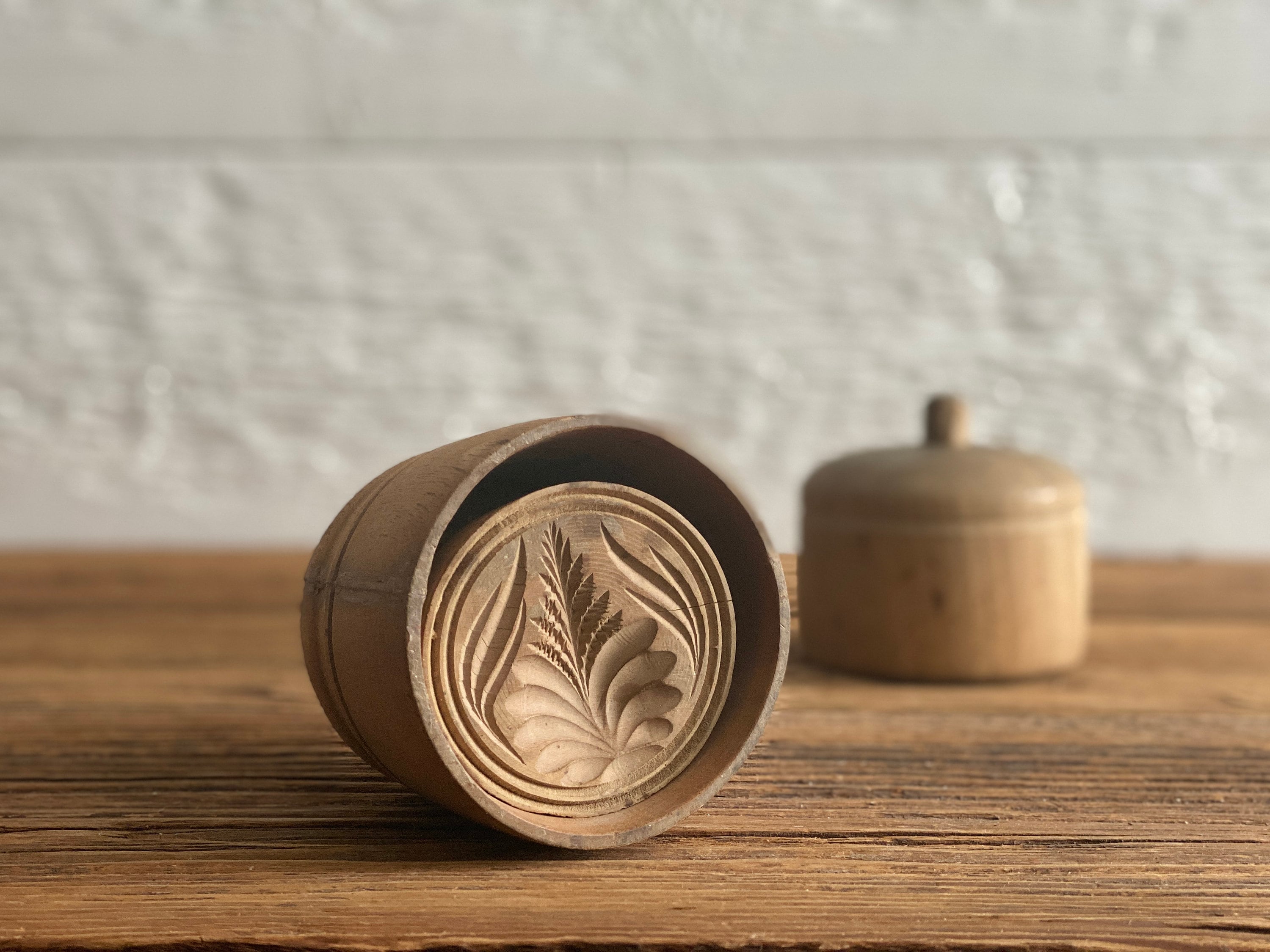 Antique Wood Butter Mold, With a Hand-carved Botanical Design, Primitive  Wooden Butter Press, From Quebec, Canada 