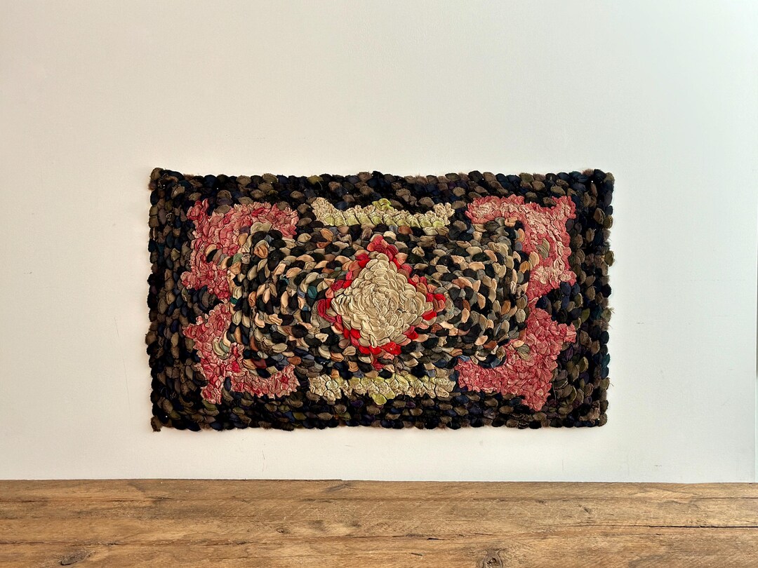 Rare Antique Hand-made Rag Rug, Made of Folded Wool Pennies, With ...