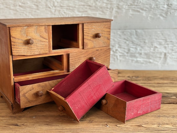 Antique/vintage hand-made miniature wood dresser,… - image 10