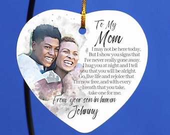 Loss of Son Memorial Ornament Gift for Mother Who Lost Child Daughter Baby Death, Custom Picture Portrait Bereavement Remembrance Keepsake