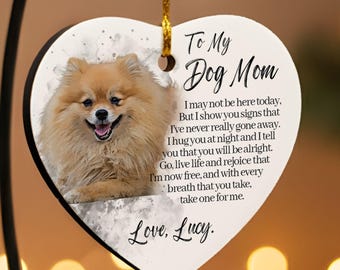 Custom Dog Memorial Ornament, Pet Loss Photo Christmas Gift, Grieving Dog Mom Keepsake, Watercolor Pet Picture Sympathy, Furbaby in Heaven