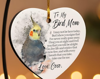 Custom Bird Memorial Ornament, Loss of Bird Gift, Bird Mom Christmas Gift, To My Bird Mom Sympathy Keepsake, Bird Owner Grief Gift