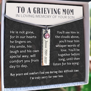 Loss of Son Gift for Mother, Son Memorial, Sympathy Necklace, Remembrance Gift, Loving Memory of Son Keepsake, Condolence Gift, Funeral Gift