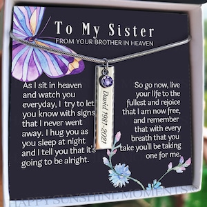 Brother Memorial Necklace, Loss of Brother, Brother Sympathy Gift, Loving Memory of Brother,Bereavement Gift, Brother Loss,Necklace Keepsake