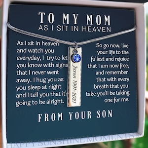 Loss of Son Gift for Mother, Son Memorial, Sympathy Necklace, Remembrance Gift, Loving Memory of Son Keepsake, Condolence Gift, Funeral Gift