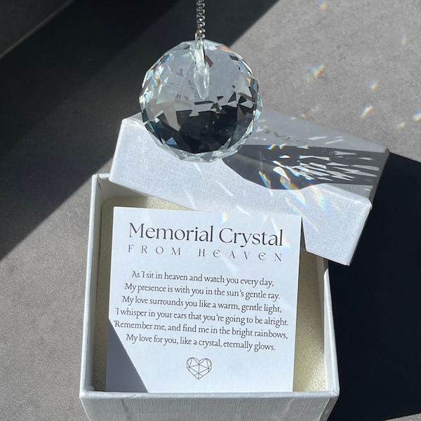 Memorial Crystal Gift Box Rainbow Suncatcher Personalized Sympathy Gift Poem Condolence Card Unique Sympathy Gift Grief Loss Miscarriage Pet