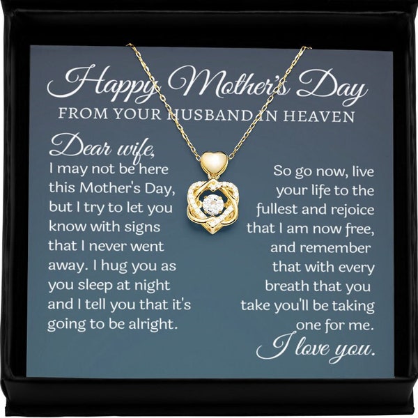 Happy Mother's Day from Heaven, 925 Silver, Loss of Husband Gift for Wife Widow, Memorial Sympathy, Remembrance, Memory Keepsake, Condolence