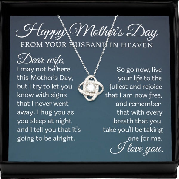 Happy Mother's Day from Heaven, 925 Silver, Loss of Husband Gift for Wife Widow, Memorial Sympathy, Remembrance, Memory Keepsake, Condolence