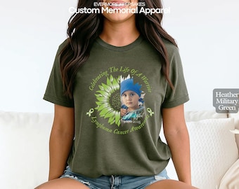 Lymphoma Cancer Awareness Shirt, September We Wear Green, Blood Cancer Warrior, Personalized Memorial T-Shirt, Celebration of Life Sympathy