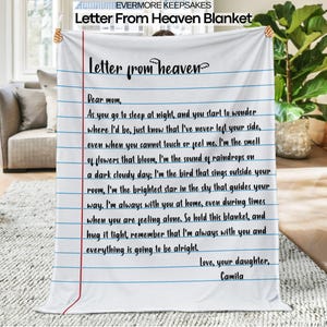Manta de felpa conmemorativa por la pérdida de una hija, carta del cielo, regalo para madre por la pérdida de una hija, regalo de condolencias, recuerdo de duelo
