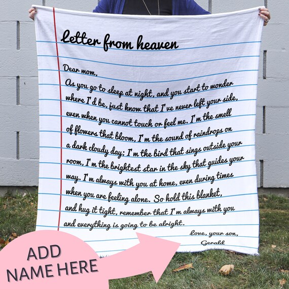 Loss of Son Blanket Son Memorial Blanket Letter From Heaven