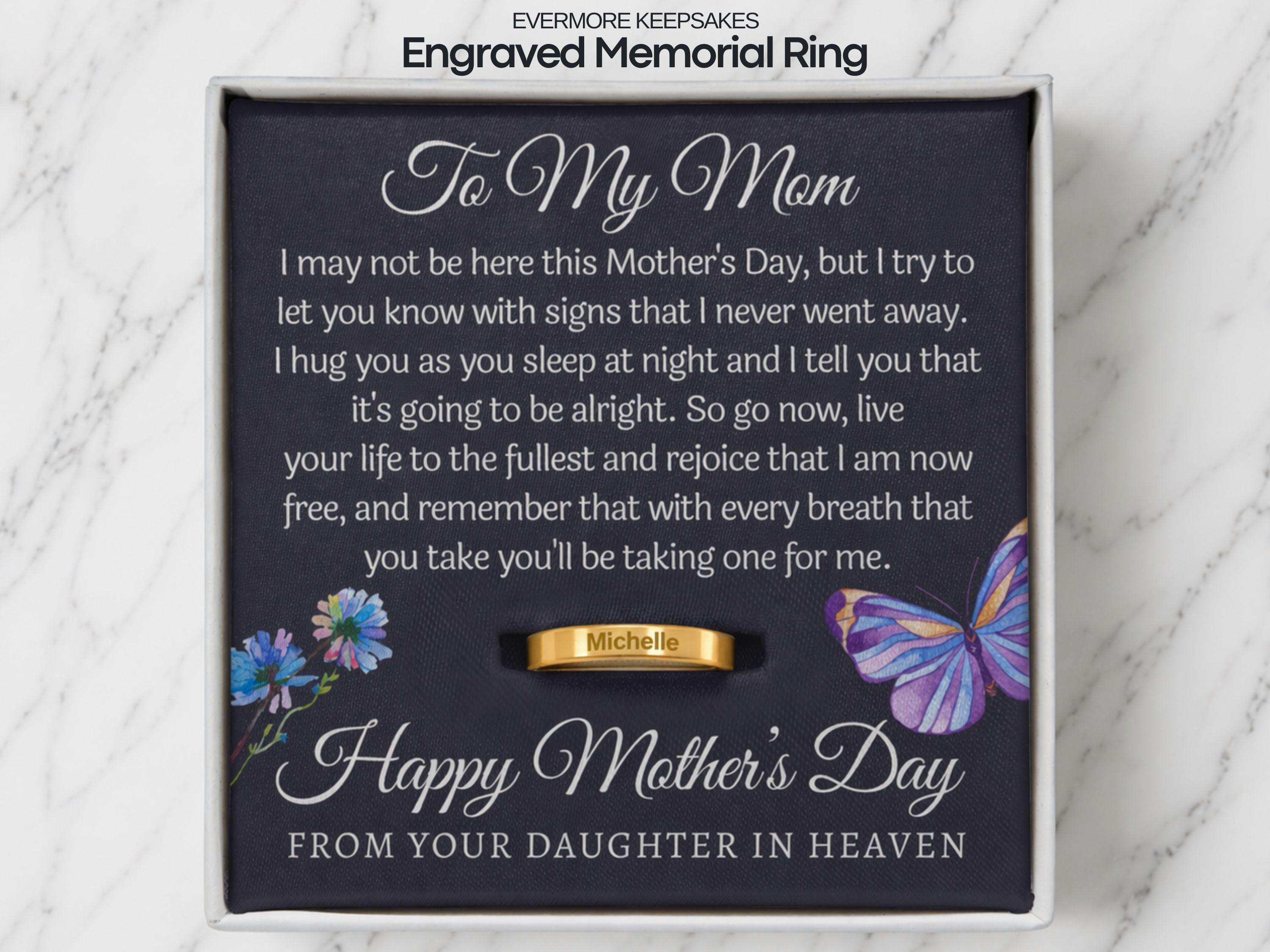 Engraved Memorial Ring, Mother's Day From Daughter in Heaven, Loss of ...