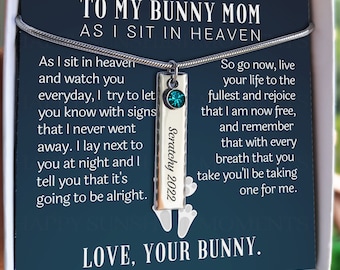 Personalized Bunny Memorial Gift, Rabbit Loss Keepsake, Grieving Bunny Mom, Pet in Heaven, Engraved Necklace, Condolence Comfort Mourning