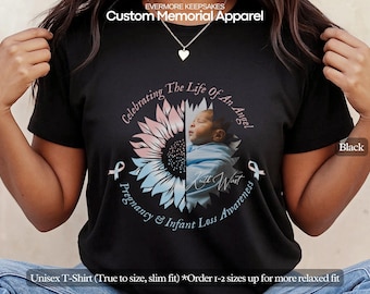 Personalized Pregnancy & Infant Loss Awareness Shirt, Pink Blue Ribbon Memorial Tee Angel Baby Tribute Apparel Remembrance Hoodie Sweatshirt