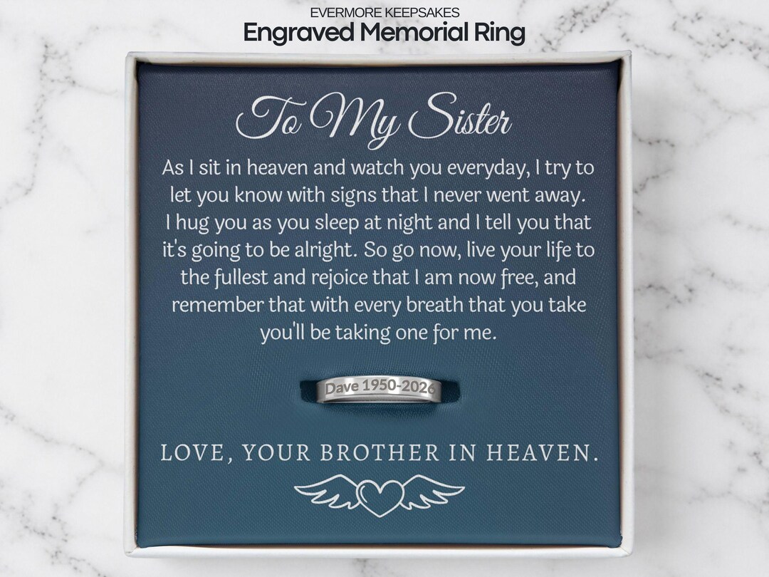 Brother Memorial Ring, Engraved Sympathy Ring, Loss of Brother Grief ...