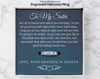 Brother Memorial Ring, Engraved Sympathy Ring, Loss of Brother Grief Ring, Custom Sibling Loss Gift, Brother Remembrance Ring, Name Ring