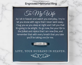 Husband Memorial Ring, Engraved Sympathy Ring, Loss of Husband Grief Ring, Custom Widow Gift, Remembrance Ring 18K Gold, Custom Name Ring