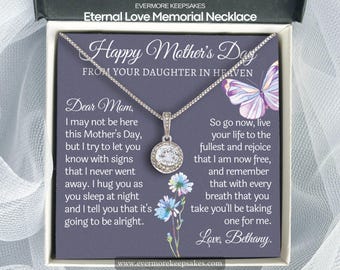 Happy Mothers Day From Daughter In Heaven, Loss of Daughter Gift, Daughter Memorial Jewelry Sympathy Necklace Remembrance In Loving Memory
