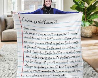 Loss of Son Memorial Blanket, Letter from Heaven Throw, Custom Grief Blanket, Son in Heaven Sympathy Gift, Grieving Mother's Day Blanket