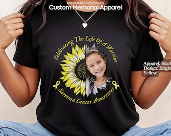 Sarcoma Cancer Awareness Shirt, July We Wear Yellow, Cancer Warrior, Personalized Memorial T-Shirt, Celebration of Life, In Loving Memory