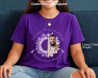 Testicular Cancer Awareness Memorial Shirt, April Testicular Cancer Warrior Purple Ribbon Tee, In Loving Memory Apparel, Rest in Peace RIP