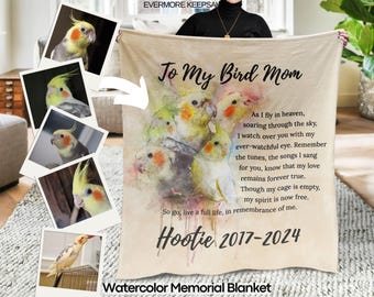 Custom Bird Loss Sympathy Blanket, Bird Sympathy Gift, Bird Memorial Budgie, Pet Bird Mourning, Bird Bereavement, Bird Remembrance Parakeet