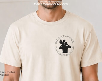 Daddy of an Angel Shirt, Father's Day Shirt for Grieving Dad, Silhouette Art Memorial Shirt, Photo to Outline Angel Son, Daughter Sympathy