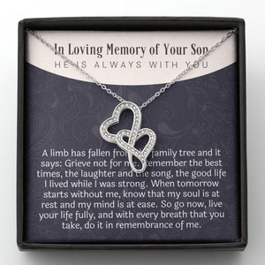 Loss of Son Gift for Mother, Son Memorial 14K White Gold Sympathy Necklace, Remembrance Gift, Loving Memory of Son Keepsake, Condolence Gift