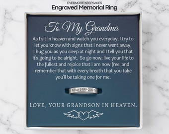 Grandson Memorial Ring, Engraved Sympathy Ring, Loss of Grandson Grief Ring, Custom Grandchild Loss Gift, Remembrance Ring for Grandma