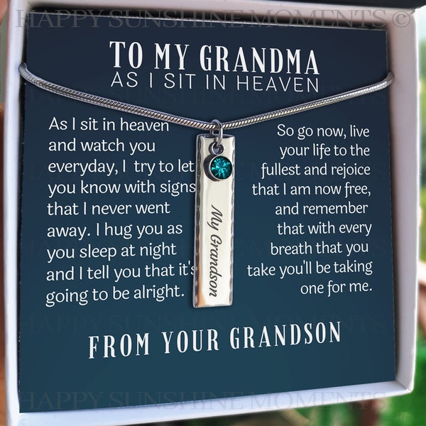 Verlies van kleinzoon cadeau voor oma, kleinkind verlies, kleinzoon aandenken, kleinzoon memorial gift, kleinkind sympathie, rouw ketting