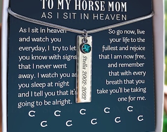 Personalized Horse Memorial Gift, Horse Loss Keepsake, Grieving Horse Mom, Horse in Heaven, Engraved Necklace, Condolence Comfort Mourning