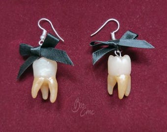 Zahnfee-Ohrringe – Handgefertigter Gothic-Vintage-Schmuck aus Polymer Clay