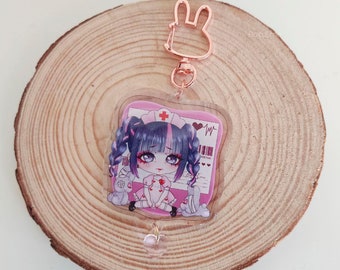 Blutbeutel Chibi Original Kunst – Acryl Schlüsselanhänger Kristall Herz Charm