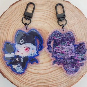 Digital Witch Mayura Fanart - Purple Glitter Acrylic Keychains