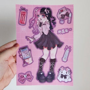 Jirai Kei Girl - Glitter Sticker Sheet
