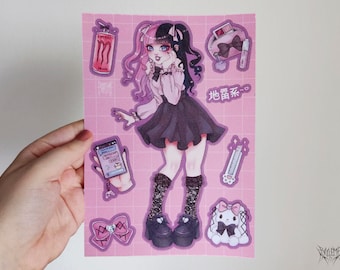 Jirai Kei Girl – Glitzer-Aufkleberblatt