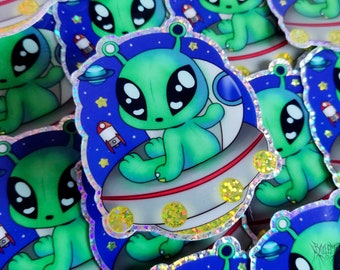 Alien Aftonsparv Plüsch – Vinyl-Glitzeraufkleber
