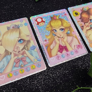 Super Mario Princesses Fotokarten – Holografische Glitzeraufkleber