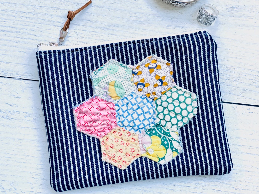 Blue - Handmade Quilted Utility Pouch 48