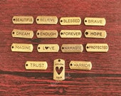 15PCS Bulk Inspirational Charm Affirmation Charm, Antique Bronze Word Charm, Message Pendant, Assorted Bracelet Keychain Charm Set co66